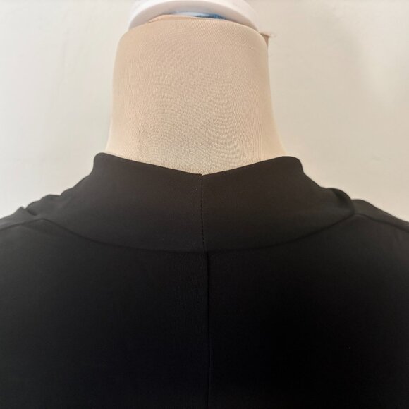 THEORY Black Draped Cowl Top Stretch Knit Long Sleeve Size L - Picture 7 of 8